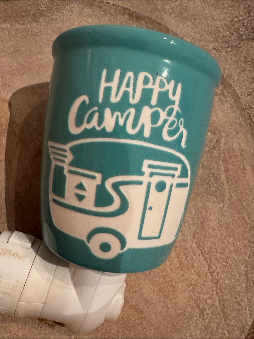 Scentsy Teal and White Happy Camper Ceramic Plug-In Warmer - Picture 2 of 6